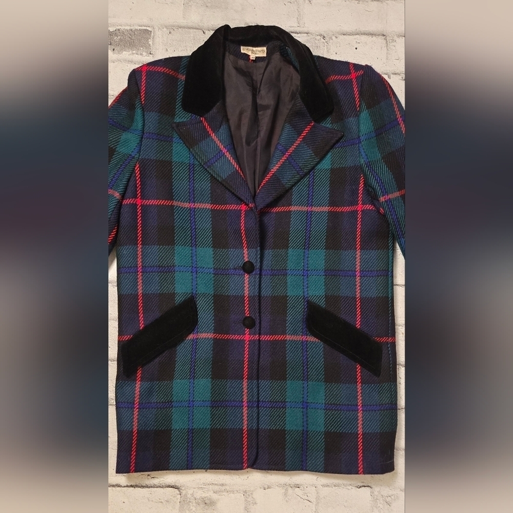 Vintage Liliane Burty Paris Wool Plaid Blazer Made in France 40 - Picture 10 of 16